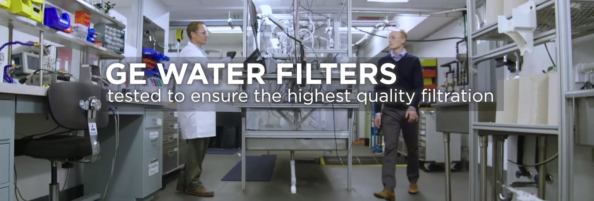 Two men in GE Appliances Water Filtration Lab